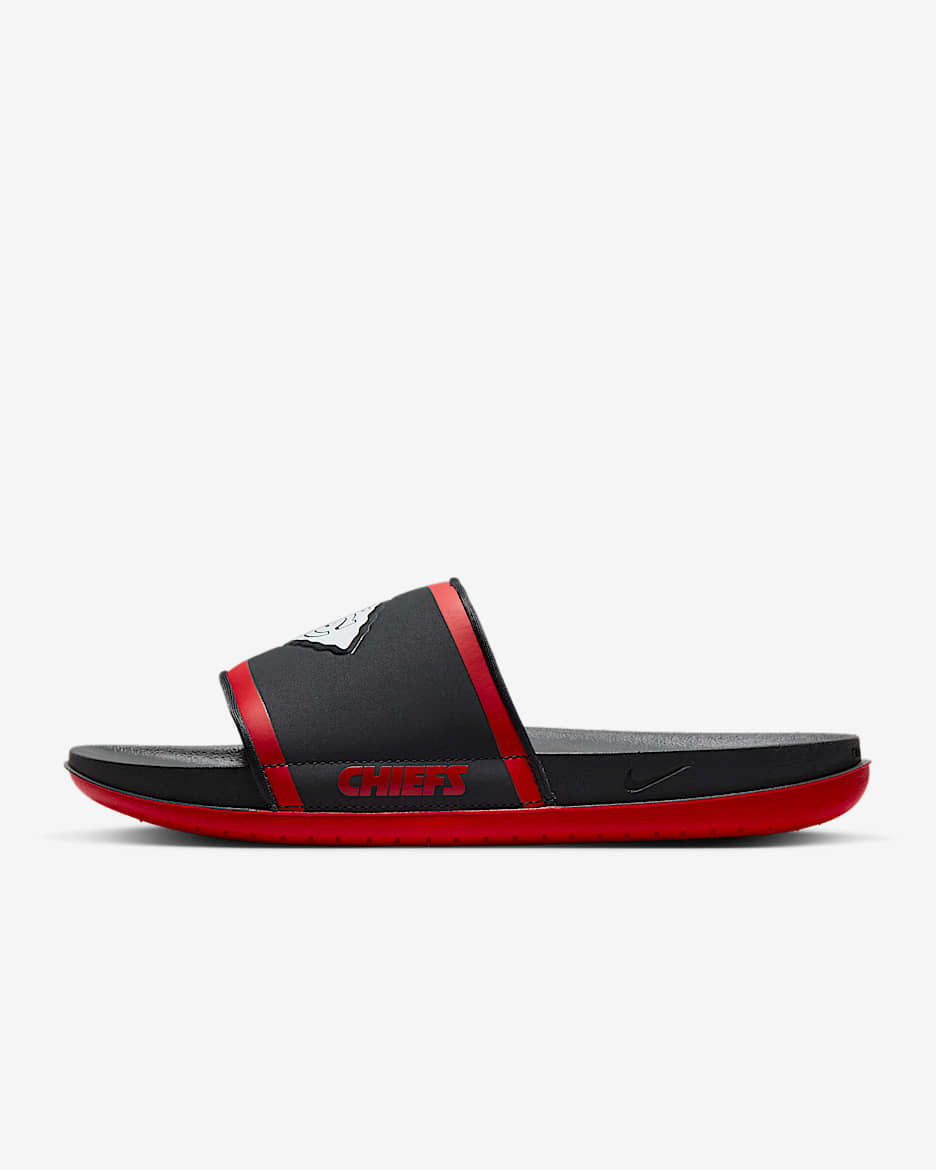 Red and white nike slides online